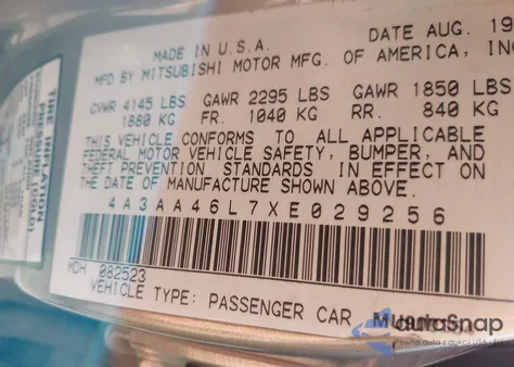 1999 Mitsubishi Galant Es V6/Gtz из США, поврежденный, VIN 4A3AA46L7XE029256